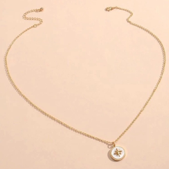 Mother of Pearl Star- White Iridescent Shell Ishtar Starburst Stainless Necklace - Picture 17 of 17